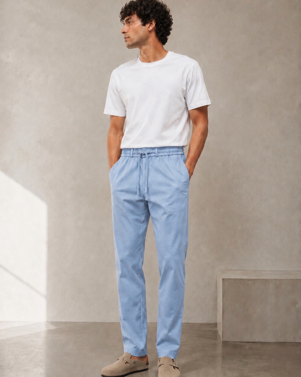 PANTALON EN TOILE UNI