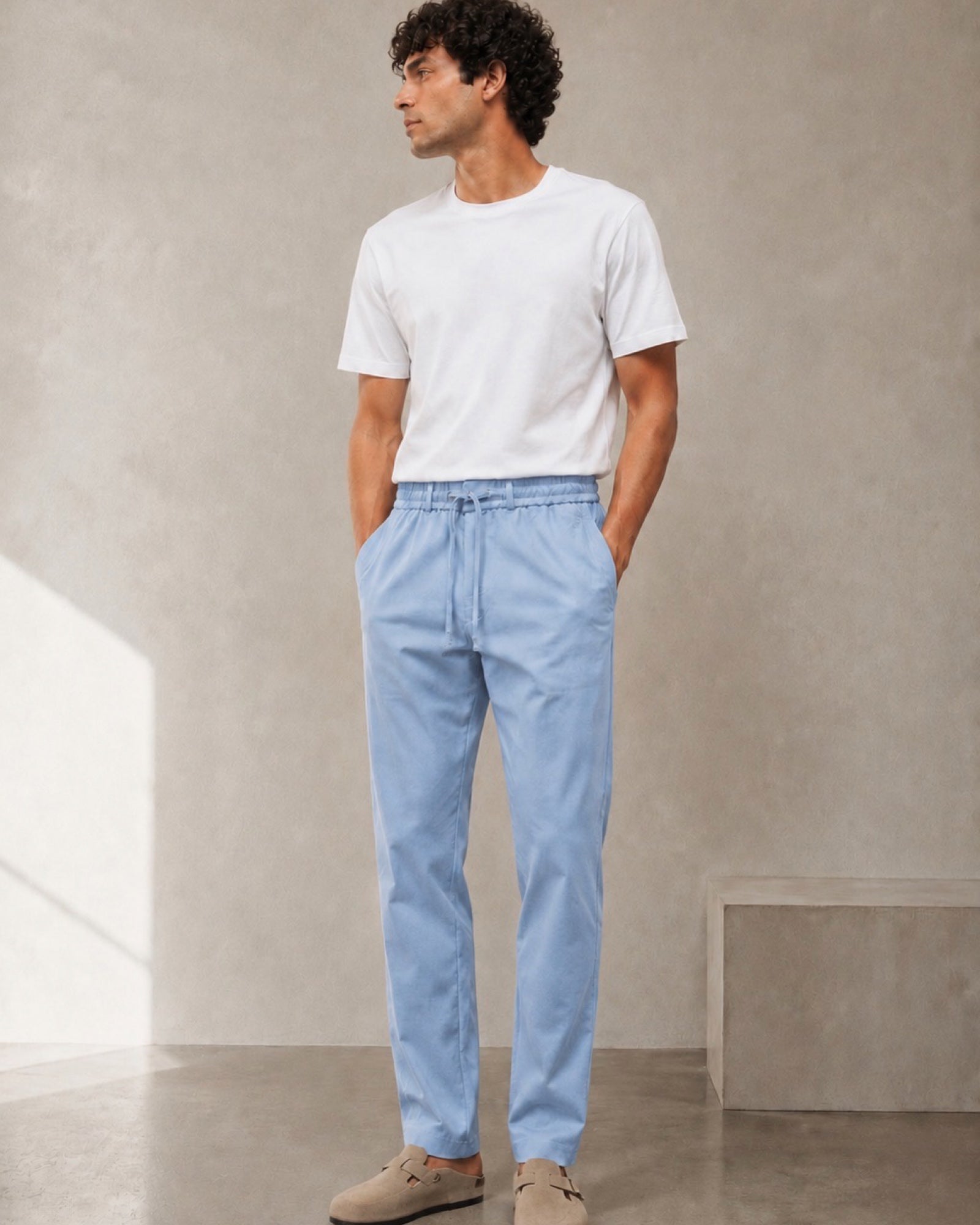 PANTALON EN TOILE UNI