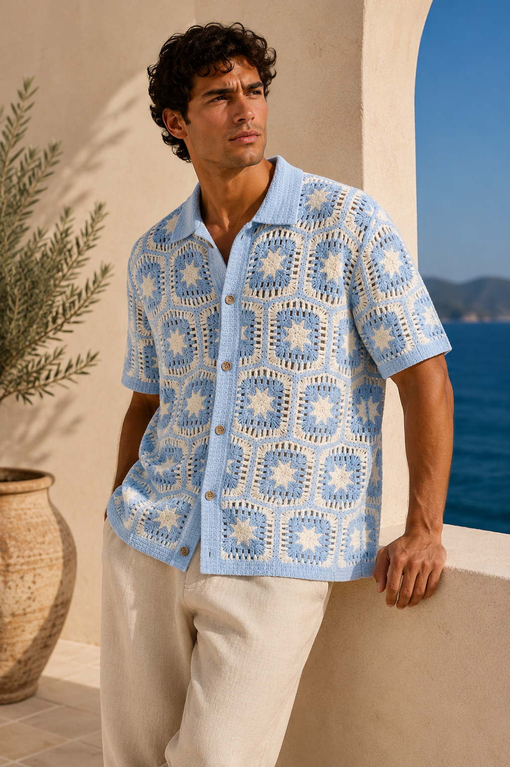 CHEMISETTE A MOTIFS EN CROCHET