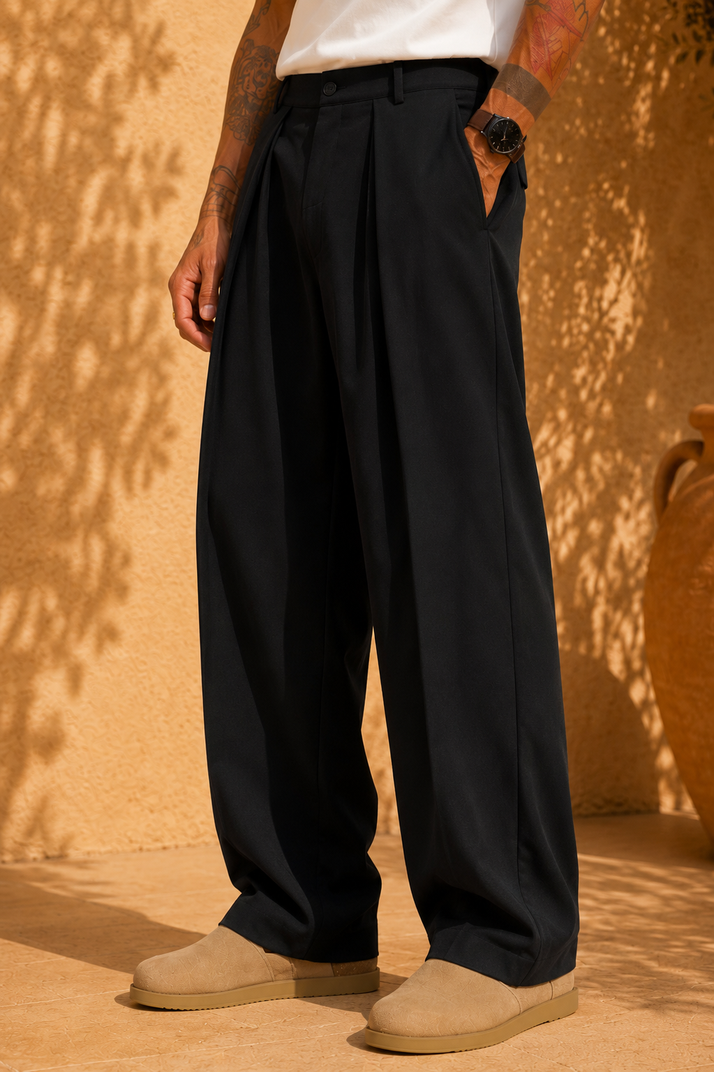 PANTALON FLUIDE A PINCES