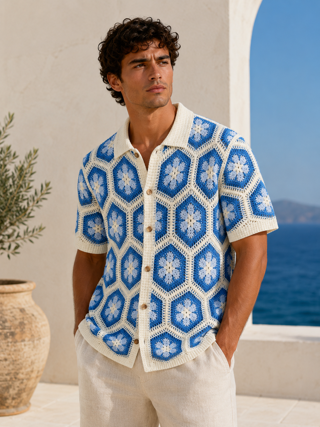 CHEMISETTE CROCHET MOTIFS HEXAGONALES