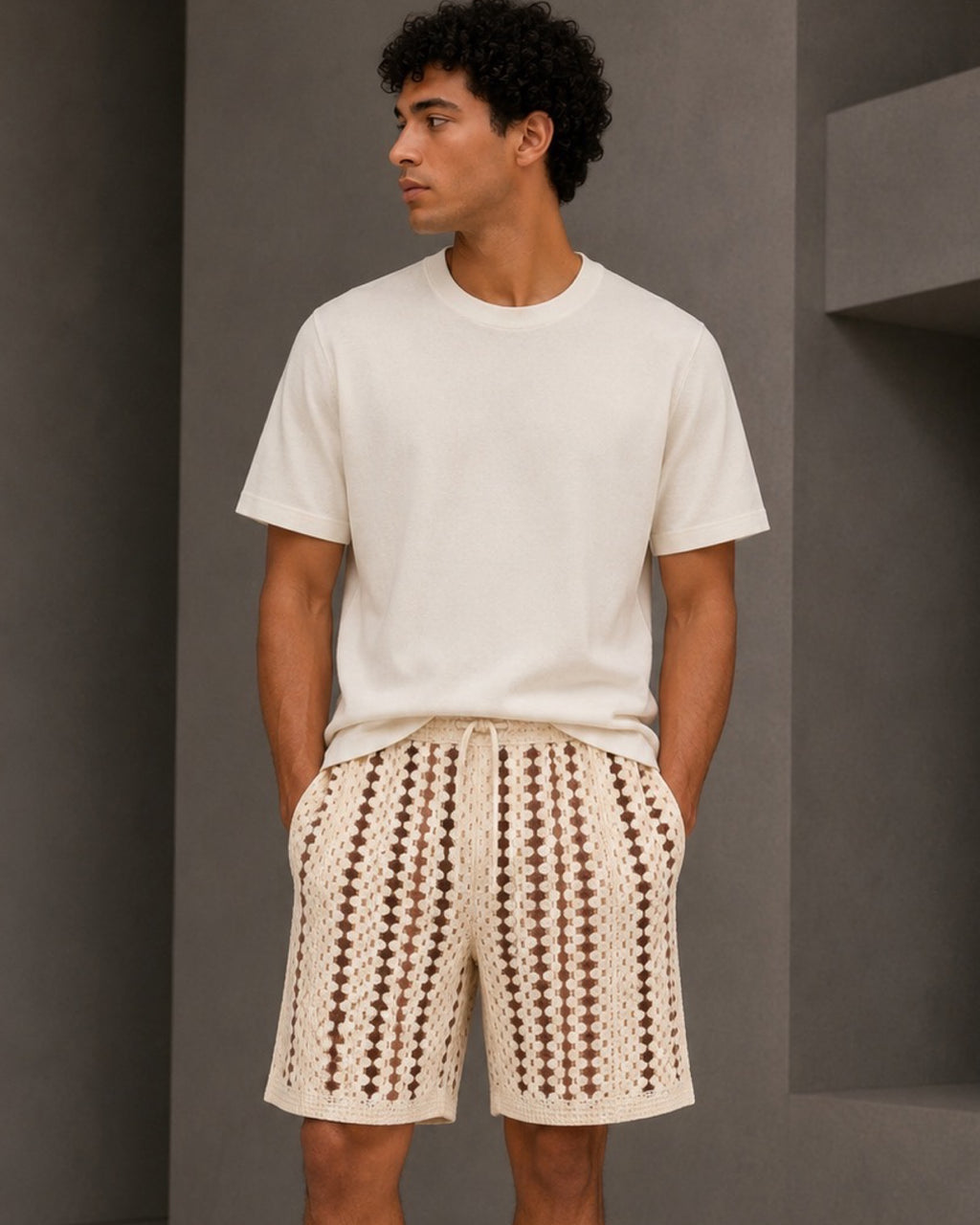 BERMUDA CROCHET RAYÉ