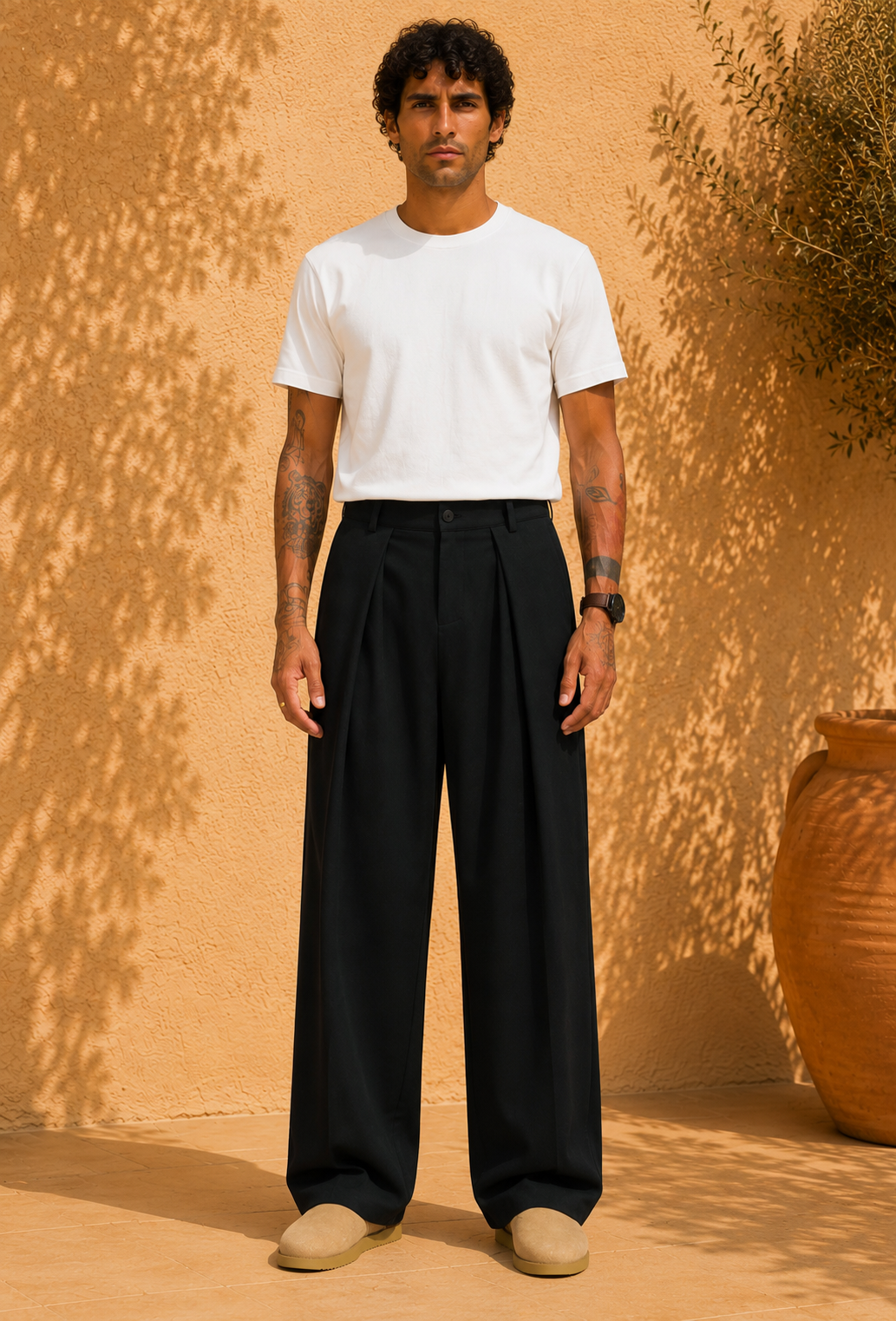 PANTALON FLUIDE A PINCES