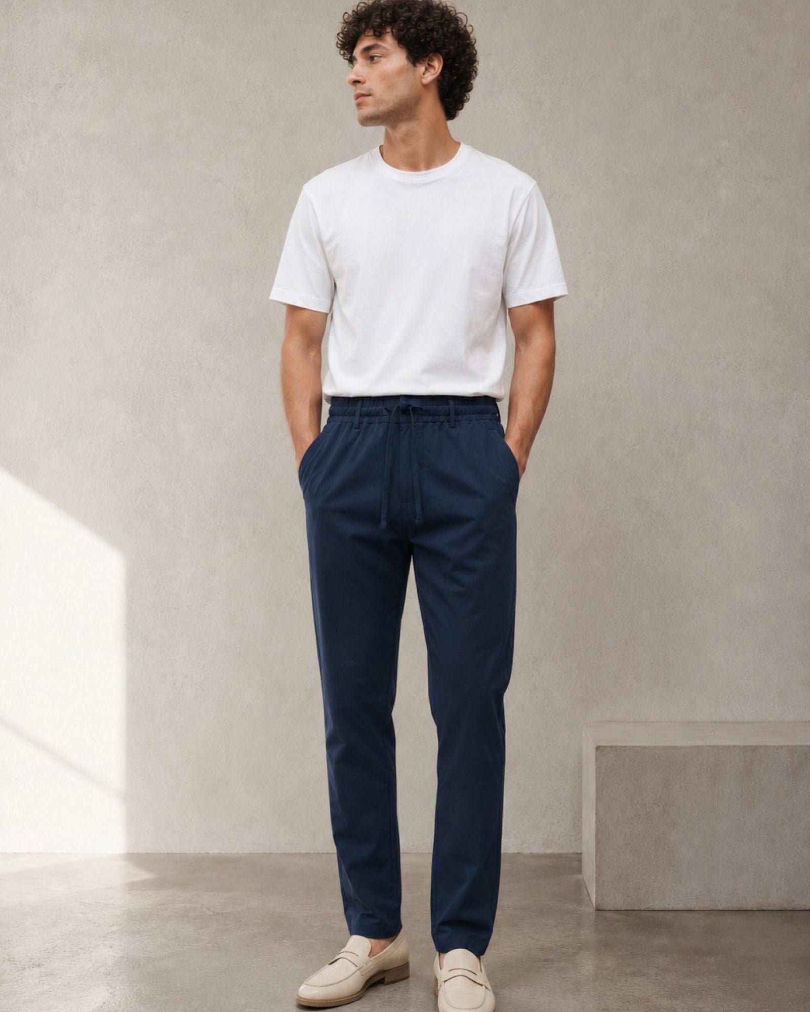 PANTALON EN TOILE UNI