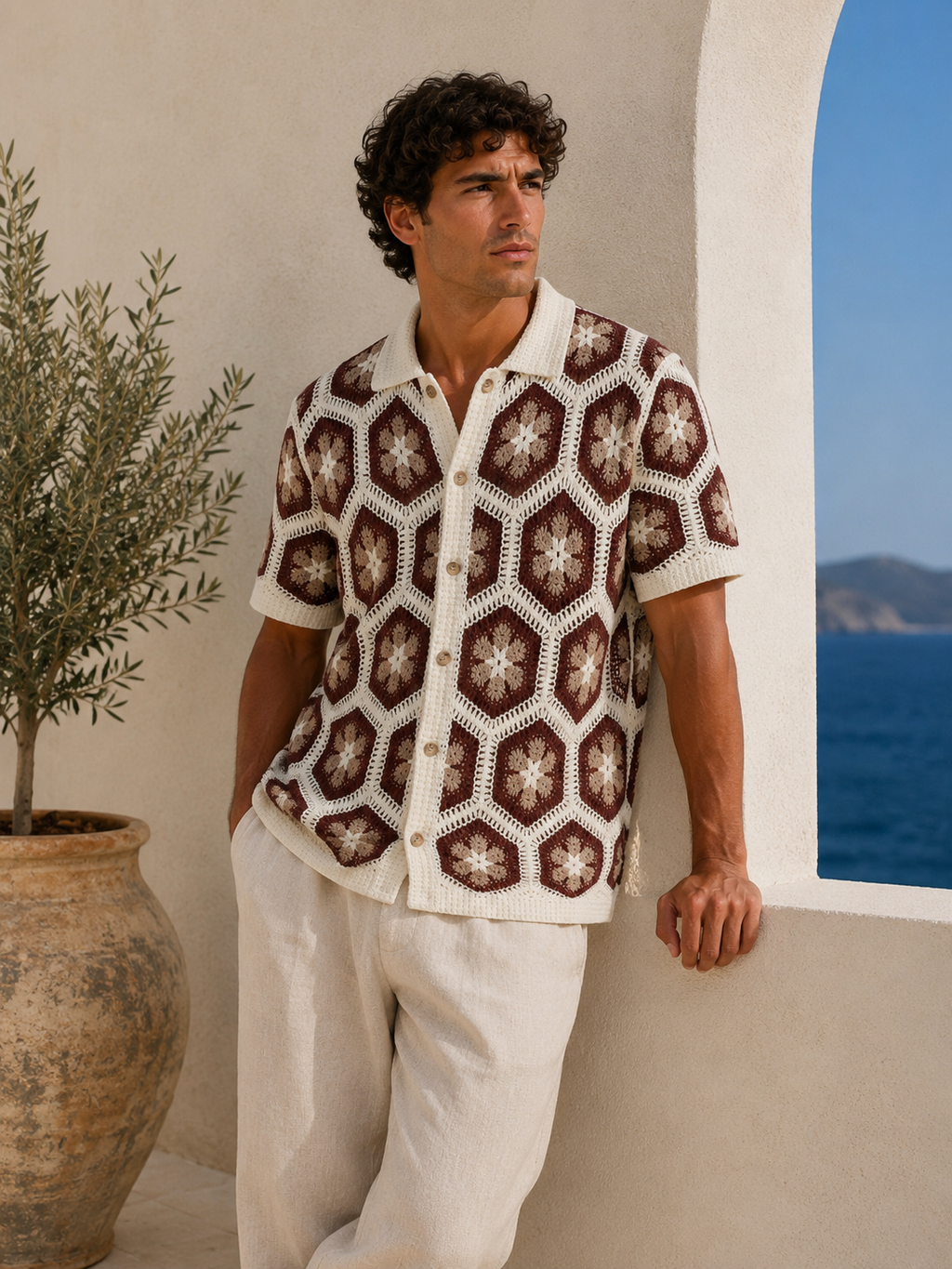 CHEMISETTE CROCHET MOTIFS HEXAGONALES