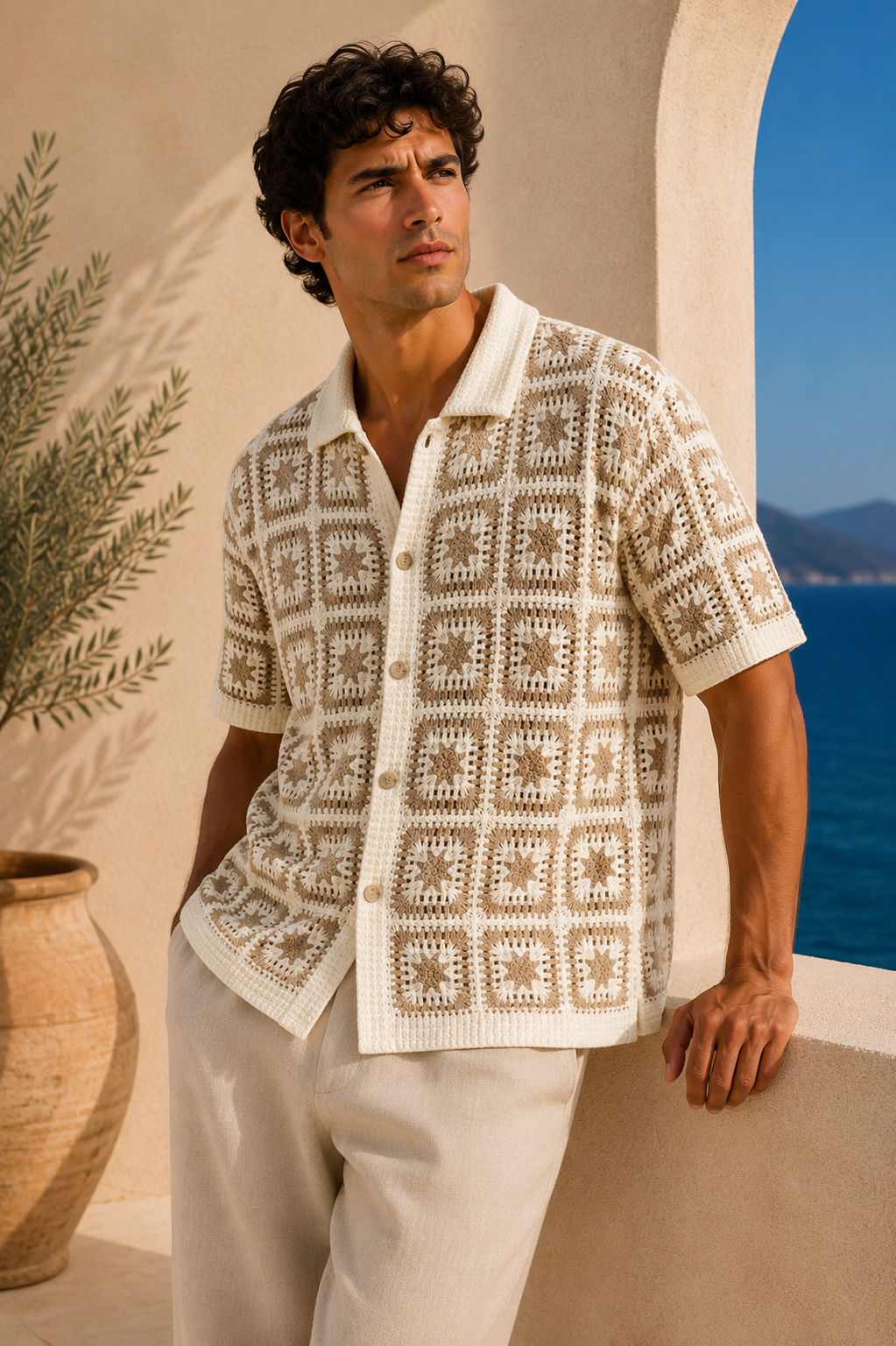 CHEMISETTE A MOTIFS EN CROCHET