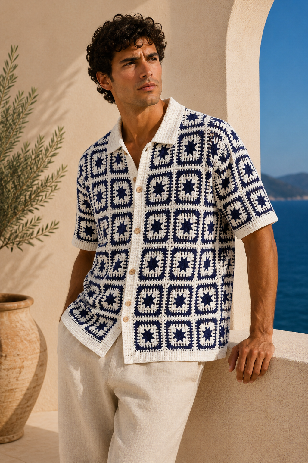 CHEMISETTE A MOTIFS EN CROCHET