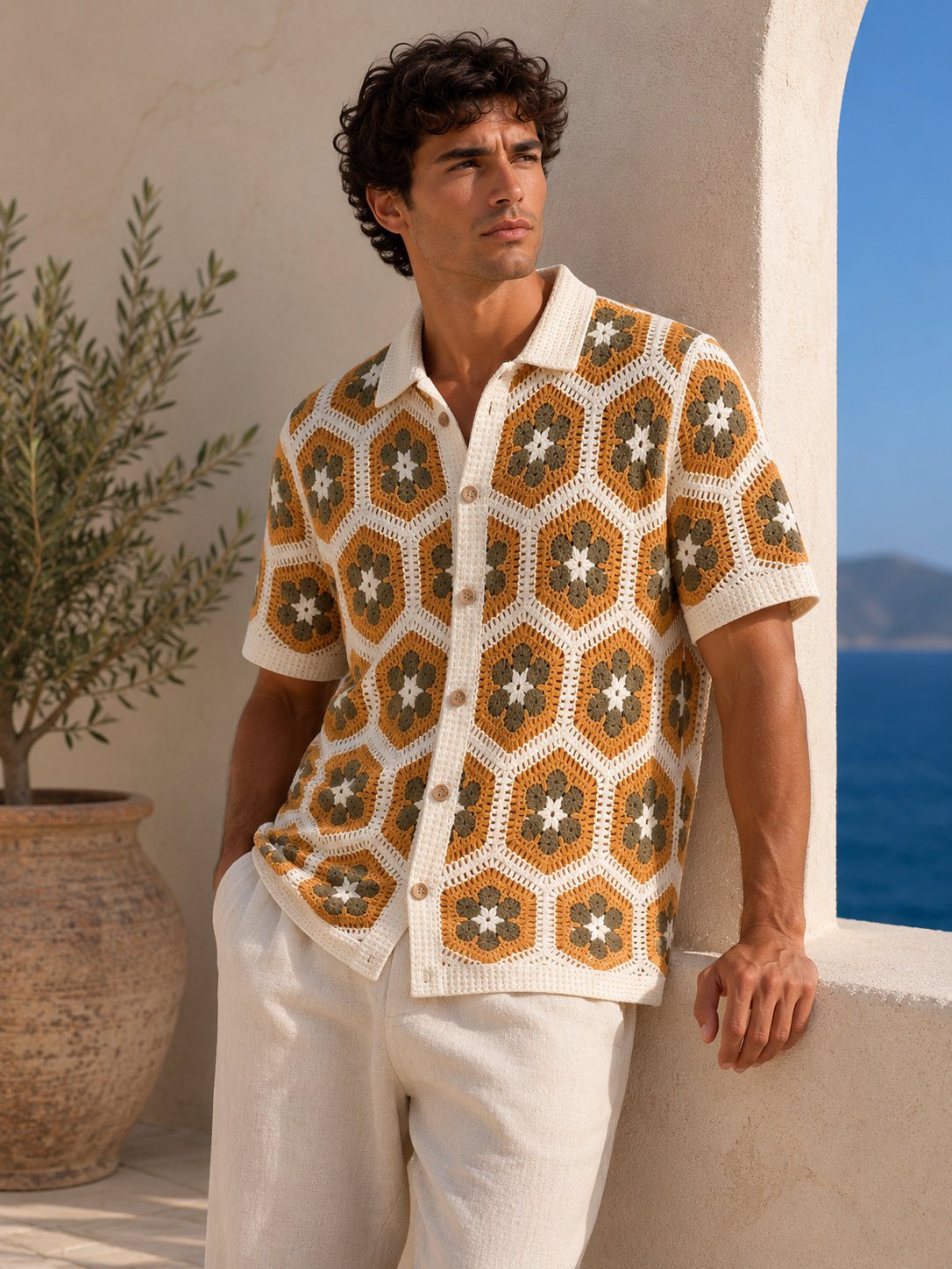 CHEMISETTE CROCHET MOTIFS HEXAGONALES