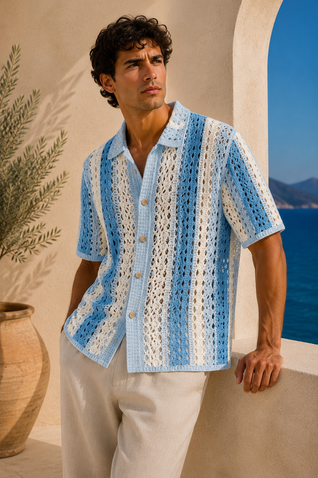 CHEMISETTE CROCHET A BANDE VERTICALE