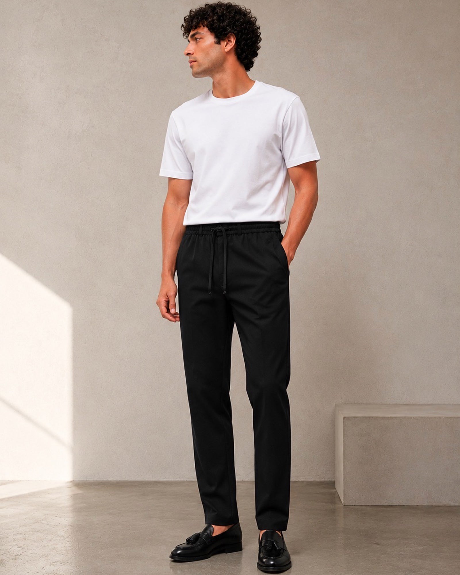 PANTALON EN TOILE UNI