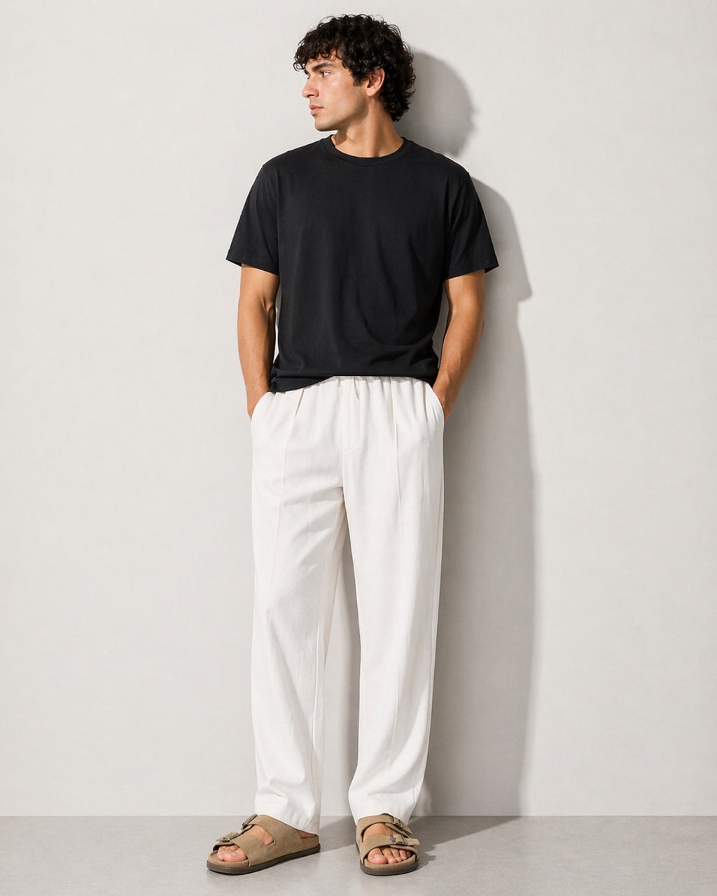 Pantalon tailleur coton lin