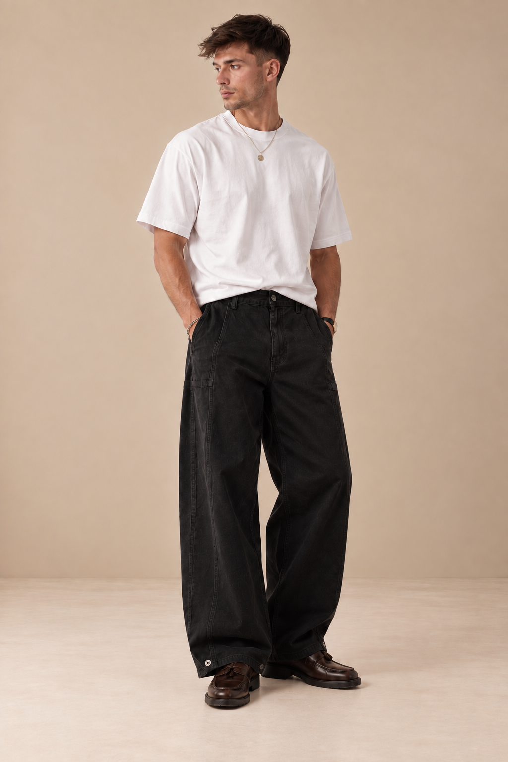 JEANS BAGGY A PRESSION