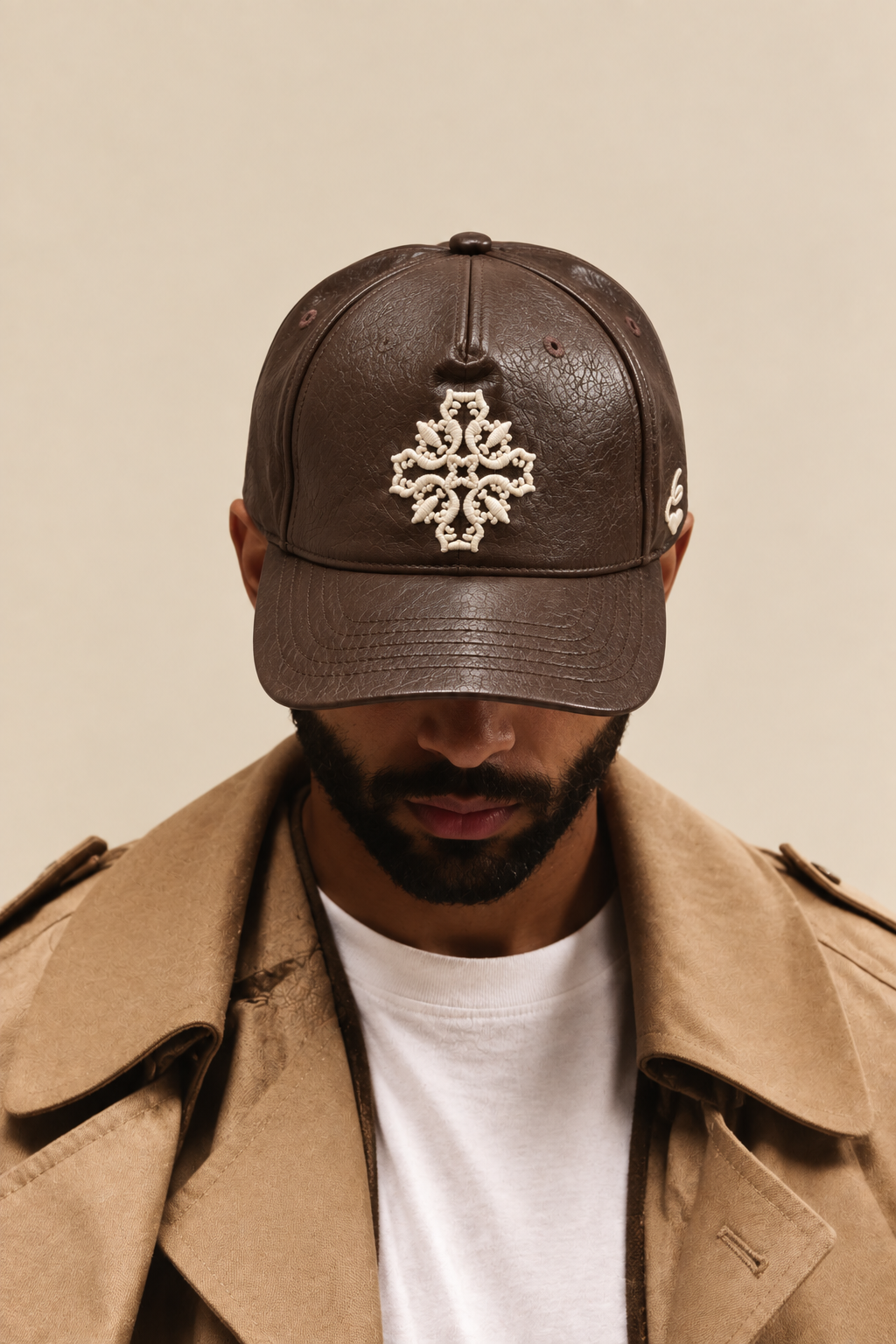 CASQUETTE CUIR ROSACE