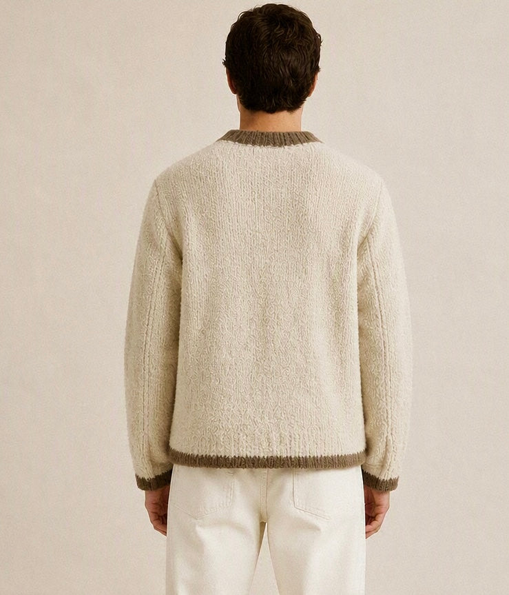 PULL MAILLE BOUCLÉE À DOUBLE COL